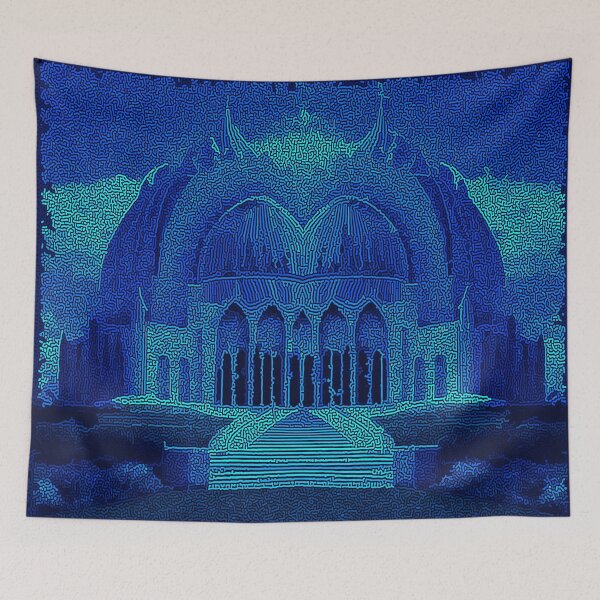 Item preview, *FANTASTIC FUTURISTIC DREAMING ADORATION BLUE BAHA'I HOUSE ART PAINTING* designed and sold by Ralek.