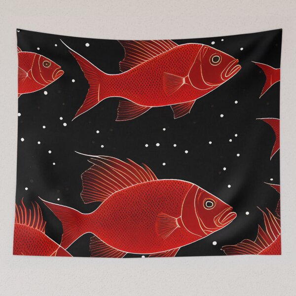 Item preview, A School of Red Fish Pattern 1 designed and sold by atangerprints.