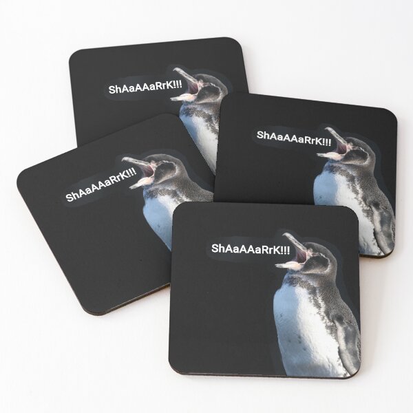 Artikelvorschau, Galapagos Penguin spots a Shark (Black Background)  entworfen und verkauft von SBPenguins.