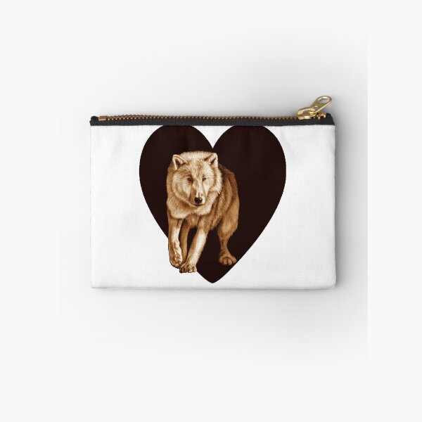 Item preview, White wolf emerging from the darkness - brown colorized version, heart background designed and sold by SylvieG18.