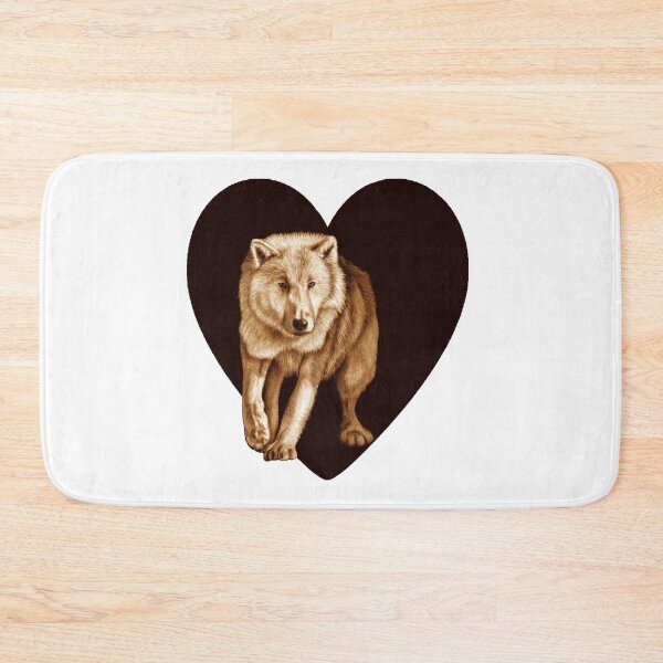Item preview, White wolf emerging from the darkness - brown colorized version, heart background designed and sold by SylvieG18.