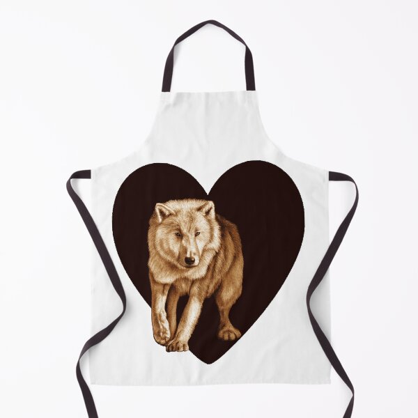 Item preview, White wolf emerging from the darkness - brown colorized version, heart background designed and sold by SylvieG18.