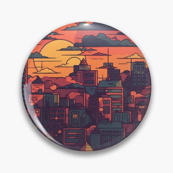 Item preview, Sunset Cartoon Skyline Design Print Pattern designed and sold by BitzDesignUS.