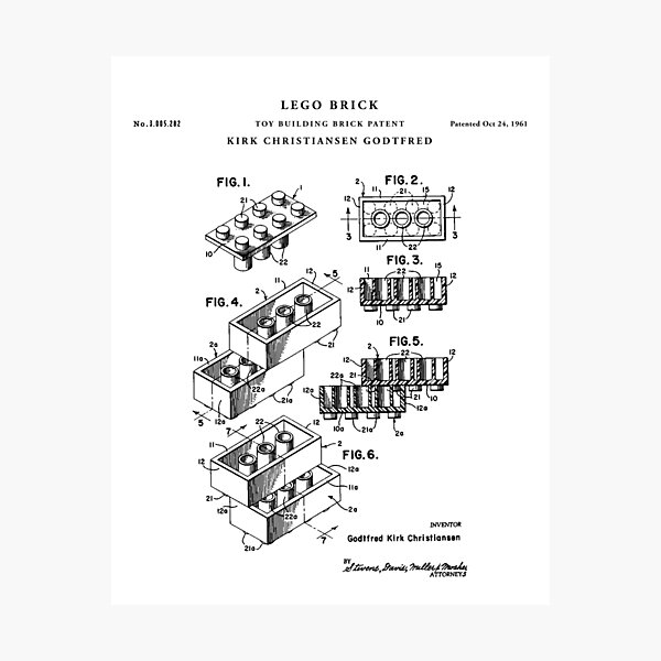 lego Patent Drawing Blueprint Photographic Print