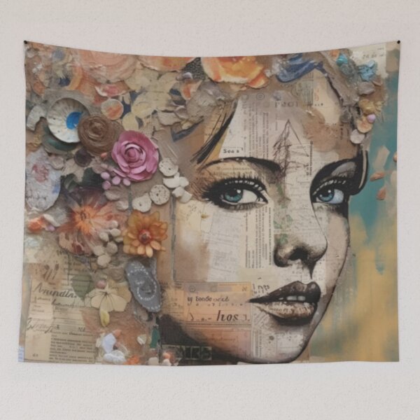 Item preview, The Papered Muse from Timeless Whispers: A Vintage Mixed Media Collage Collection designed and sold by Cosmic-Canvases.