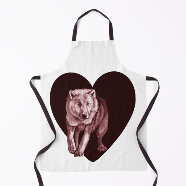 Item preview, White wolf emerging from the darkness - brown-red colorized version, heart background designed and sold by SylvieG18.