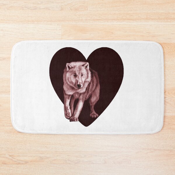 Item preview, White wolf emerging from the darkness - brown-red colorized version, heart background designed and sold by SylvieG18.