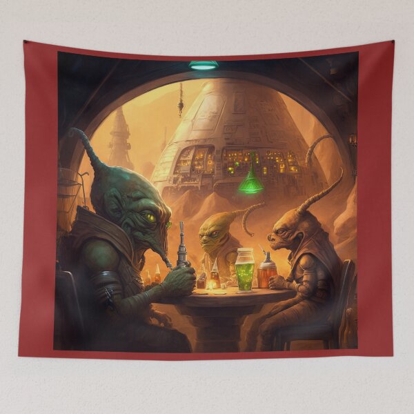 Item preview, Aliens in Spacecraft Tavern Drinking Smoky Drinks designed and sold by Bleknervin.