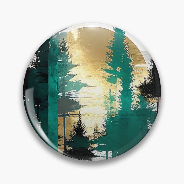 Item preview, Sunlit Sentinels Rustic Pine Trees with Golden Sun designed and sold by TheArtMage.