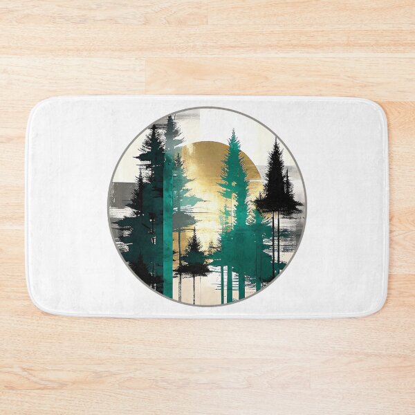 Item preview, Sunlit Sentinels Rustic Pine Trees with Golden Sun designed and sold by TheArtMage.