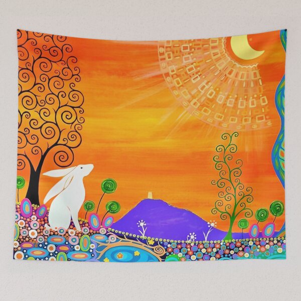 Item preview, Moon Gazing White Rabbit designed and sold by rachealmueller.