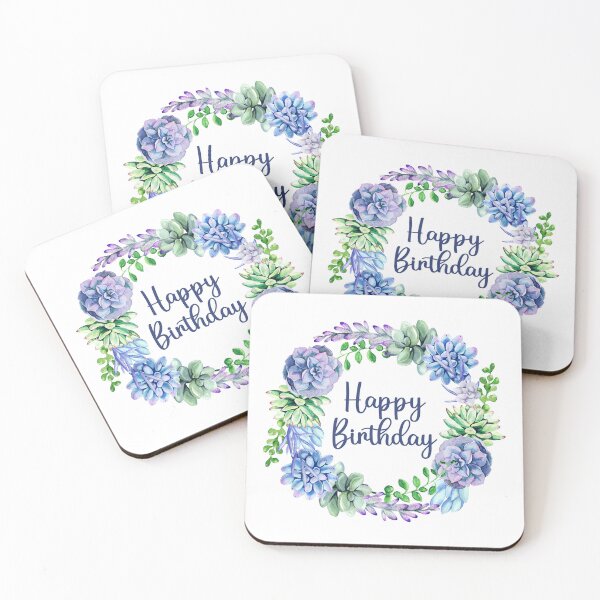 Item preview, Happy Birthday Watercolor Succulent Plant Wreath designed and sold by silviaol.