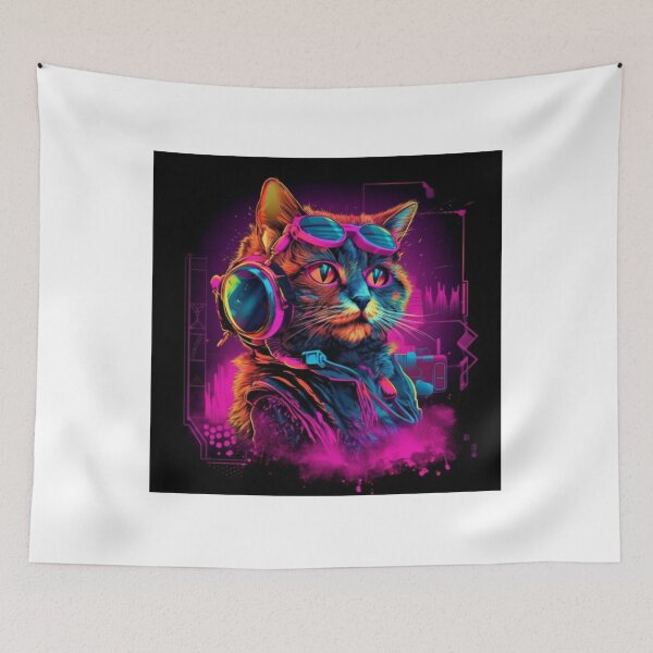 Item preview, Synthwave Near Future Kitty Cat designed and sold by Bad Kitties.