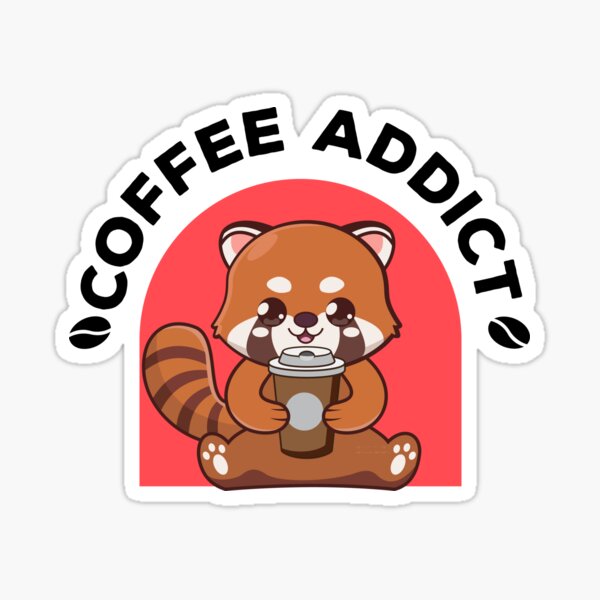 Cute Red Panda Drinking Cup of Coffee Sticker for Sale by eyestetix