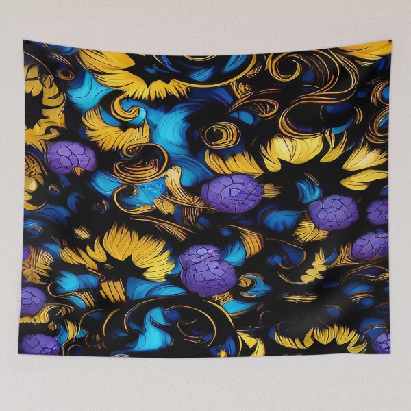 Item preview, Yellow and Purple Flowers with Twirls and Swirls designed and sold by deniselynnimage.