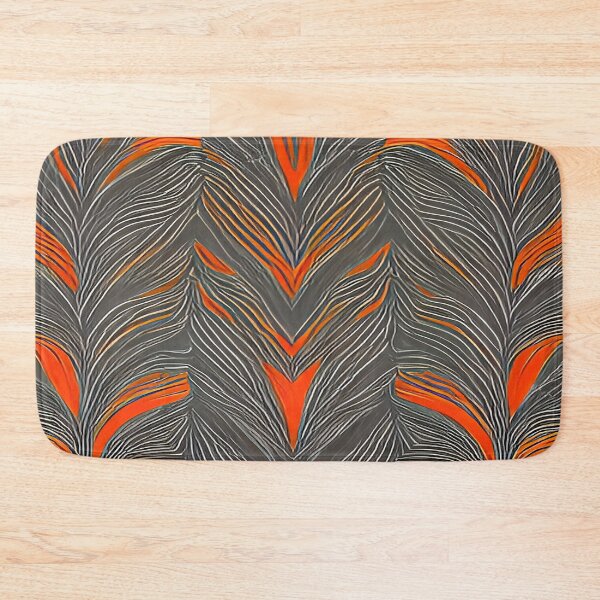 Item preview, Feathered Rows of Sable Black and Brilliant Orange designed and sold by deniselynnimage.