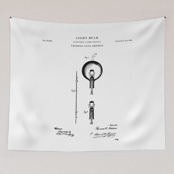 Item preview, Light Bulb Patent Drawing Blueprint designed and sold by Vintago.
