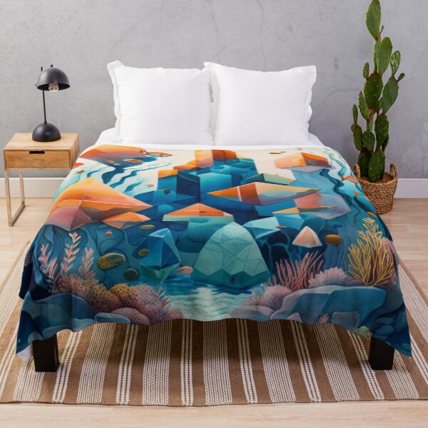 Item preview, underwater geometric shapes watercolor designed and sold by shokA Design.