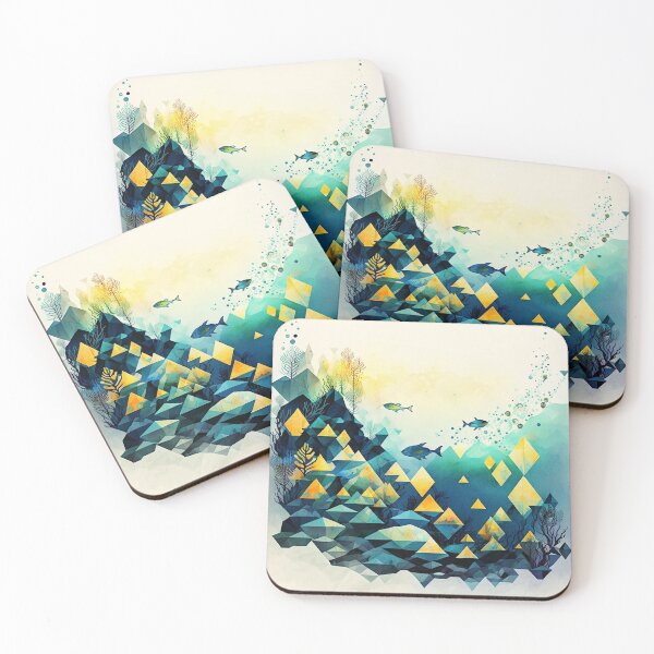 Item preview, underwater geometric shapes watercolor designed and sold by shokA Design.