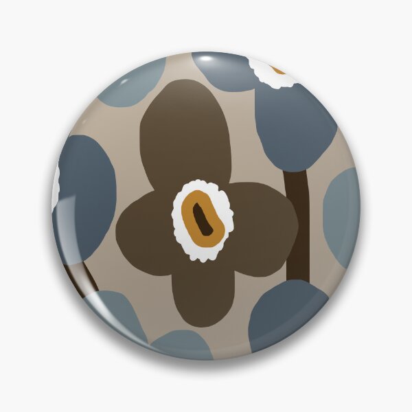 Item preview, Iconic Retro Scandinavian Flowers in Blue and Brown designed and sold by Deutschic.