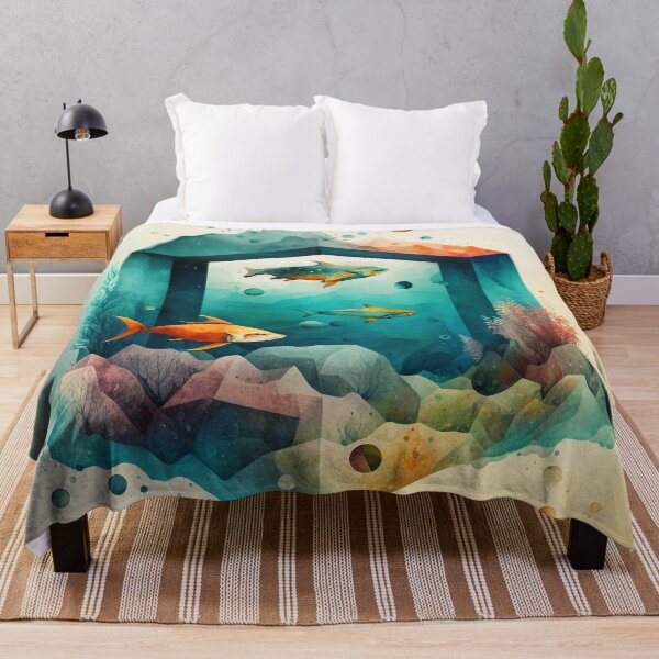 Item preview, underwater geometric shapes watercolor designed and sold by shokA Design.