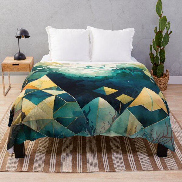 Item preview, underwater geometric shapes watercolor designed and sold by shokA Design.