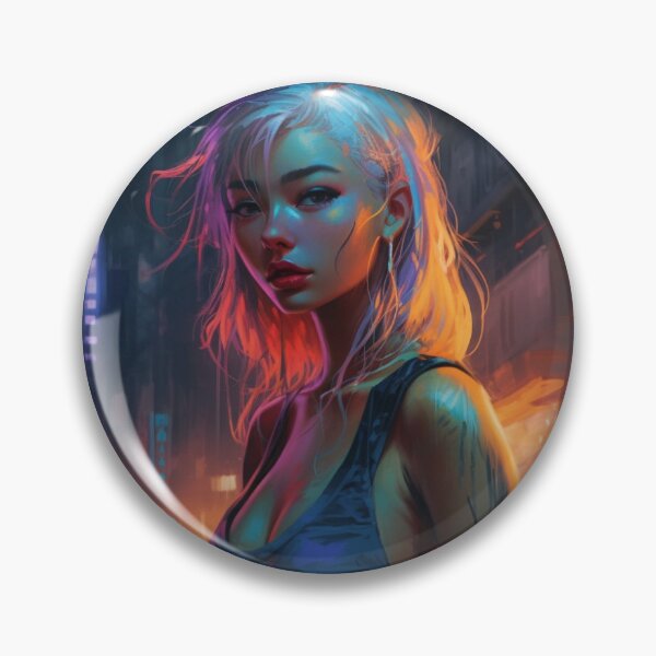Item preview, Cyberpunk Neon Girl Sticker, Anime art style, Paint designed and sold by RubberSoulGoods.