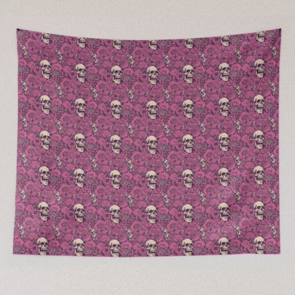 Item preview, Pink flowers and skulls designed and sold by Rottopics.