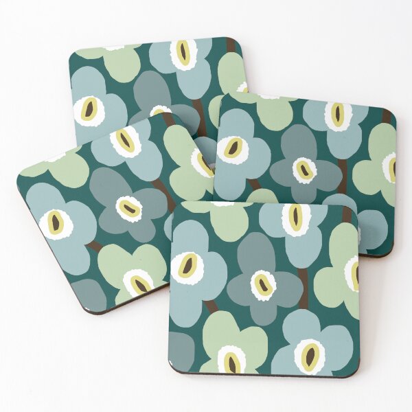 Item preview, Iconic Retro Scandinavian Floral Pattern in Green and Blue designed and sold by Deutschic.