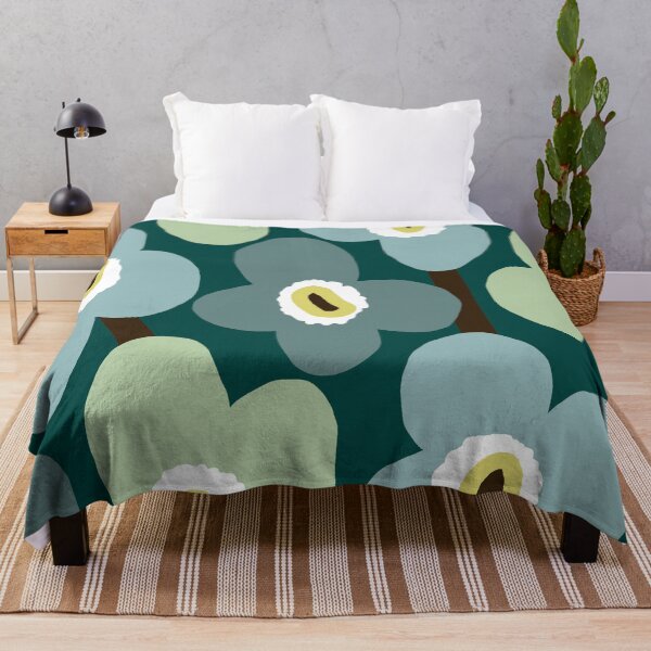 Item preview, Iconic Retro Scandinavian Floral Pattern in Green and Blue designed and sold by Deutschic.