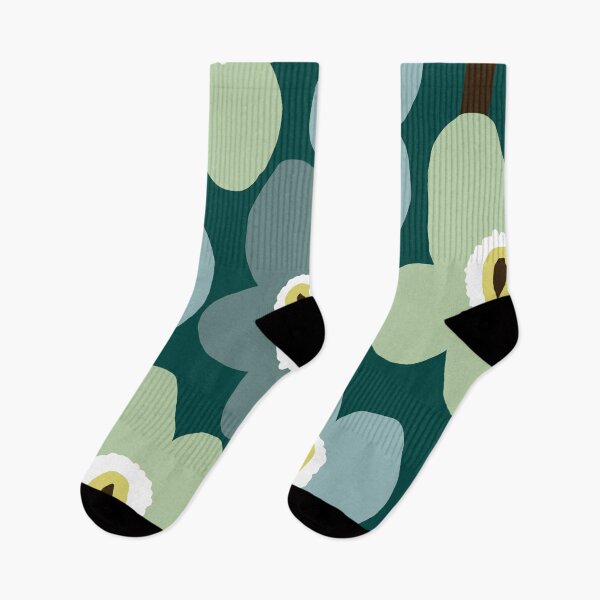Item preview, Iconic Retro Scandinavian Floral Pattern in Green and Blue designed and sold by Deutschic.