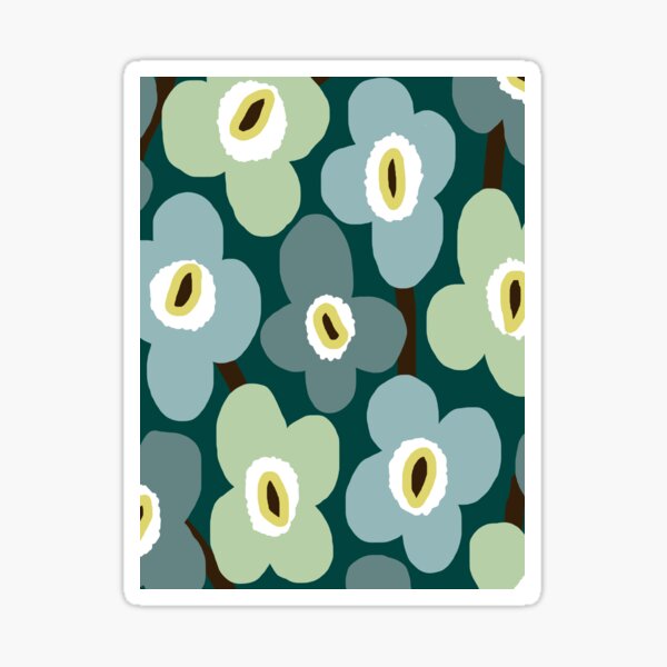 Item preview, Iconic Retro Scandinavian Floral Pattern in Green and Blue designed and sold by Deutschic.