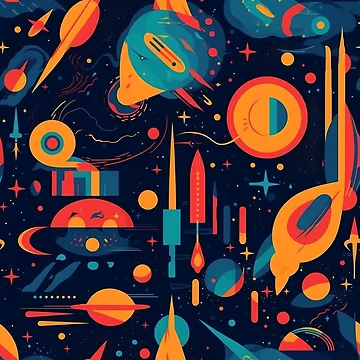 Artwork thumbnail, Colorful Abstract Space Shapes Design Print Pattern by BitzDesignUS