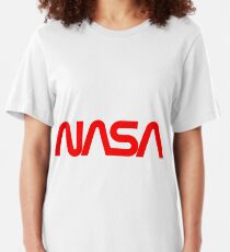 NASA Red Worm Logo Slim Fit T-Shirt