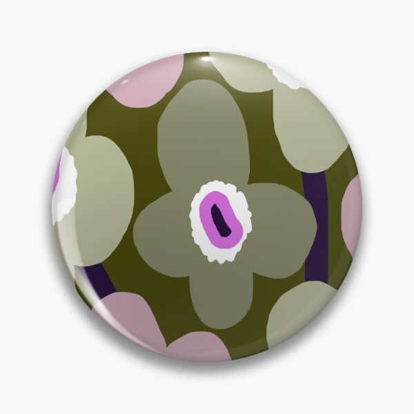 Item preview, Iconic Retro Scandinavian Floral Pattern in Khaki and Purple designed and sold by Deutschic.
