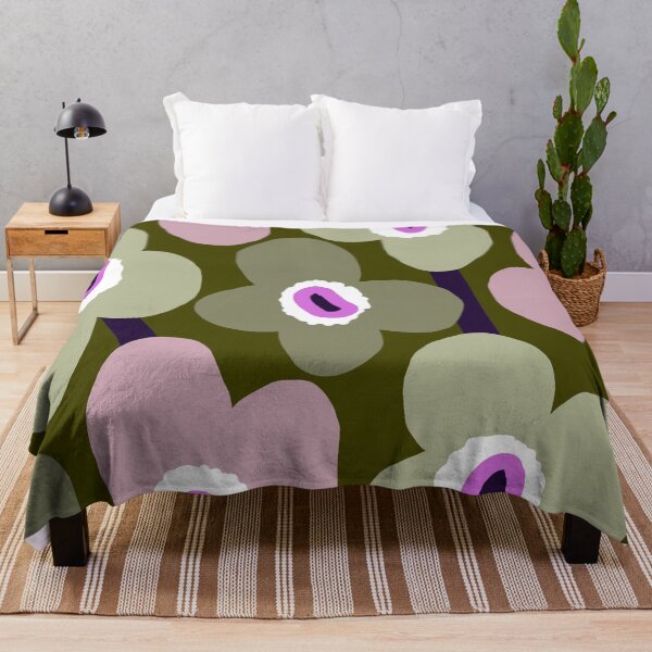 Item preview, Iconic Retro Scandinavian Floral Pattern in Khaki and Purple designed and sold by Deutschic.
