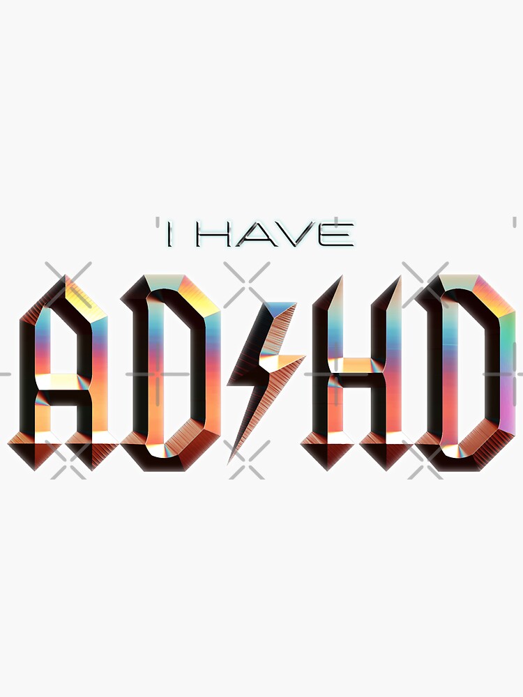 "I Have ADHD rock music parody" Sticker for Sale by snazzyseagull
