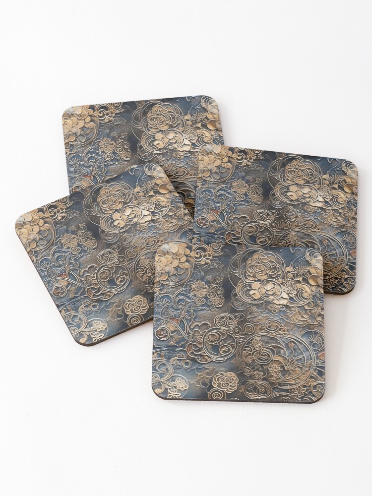 Thumbnail 1 of 5, Coasters (Set of 4), Metalic Pattern designed and sold by RooArtistry.