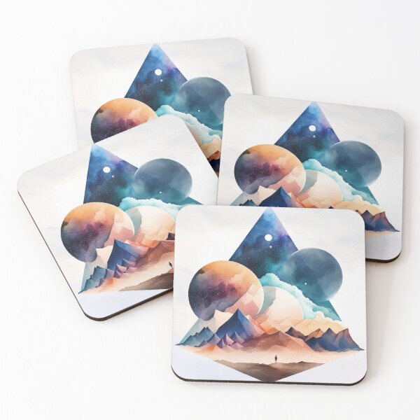 Item preview, space geometric shapes watercolor designed and sold by shokA Design.