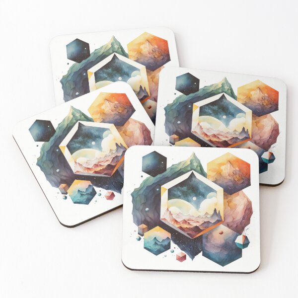 Item preview, space geometric shapes watercolor designed and sold by shokA Design.