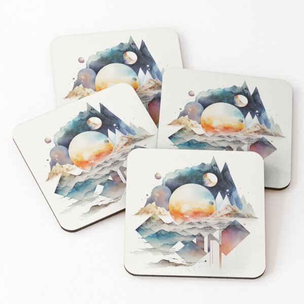 Item preview, space geometric shapes watercolor designed and sold by shokA Design.
