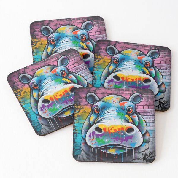 Item preview, The Sloppy Hippo | African Animal Graffiti | Animal Graffiti designed and sold by ANIMALAND DESIGN.
