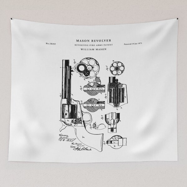 Item preview, revolver Patent Drawing Blueprint designed and sold by Vintago.