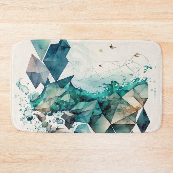 Item preview, Ocean geometric shapes watercolor designed and sold by shokA Design.