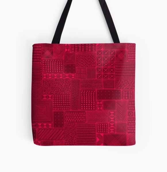 African Red Tribal Mud Cloth All Over Print Tote Bag
