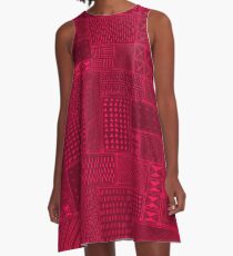 African Red Tribal Mud Cloth A-Line Dress