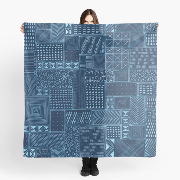 African Indigo Tribal Mud Cloth Scarf