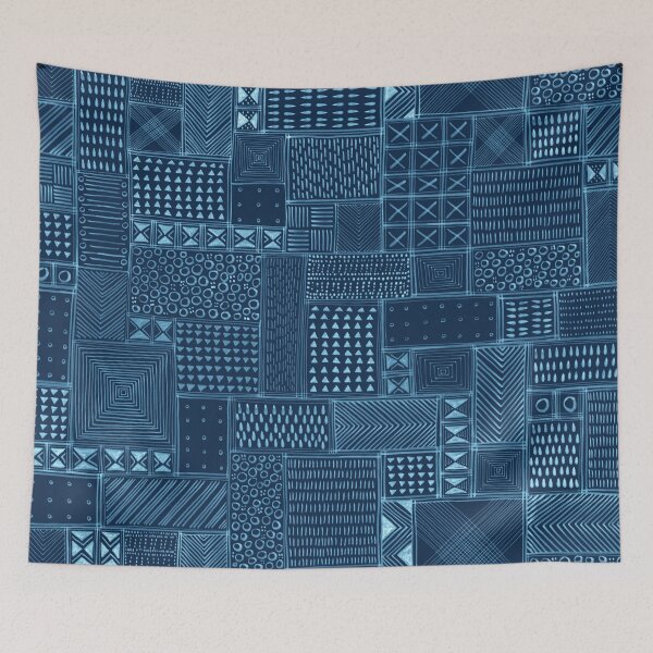 Item preview, African Indigo Tribal Mud Cloth designed and sold by Markéta Stengl.