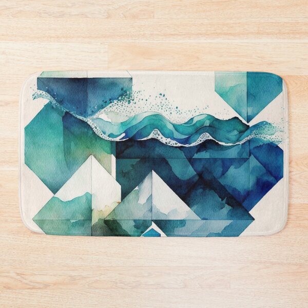 Item preview, Ocean geometric shapes watercolor designed and sold by shokA Design.