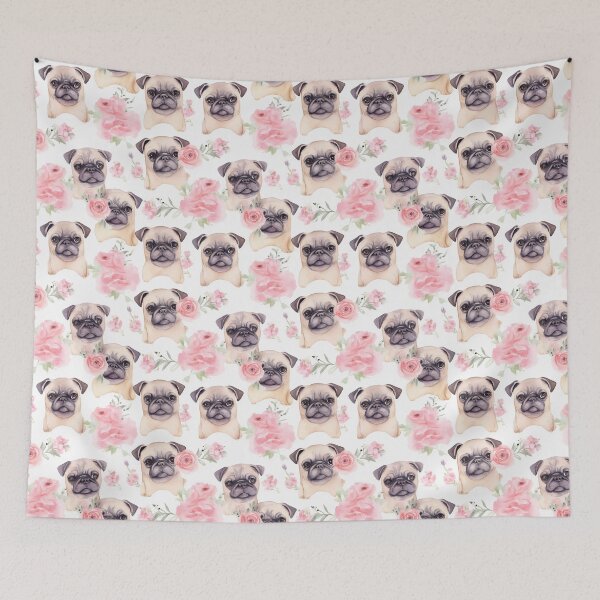 Item preview, Lovely Pugs and Pink Roses designed and sold by laura merí.
